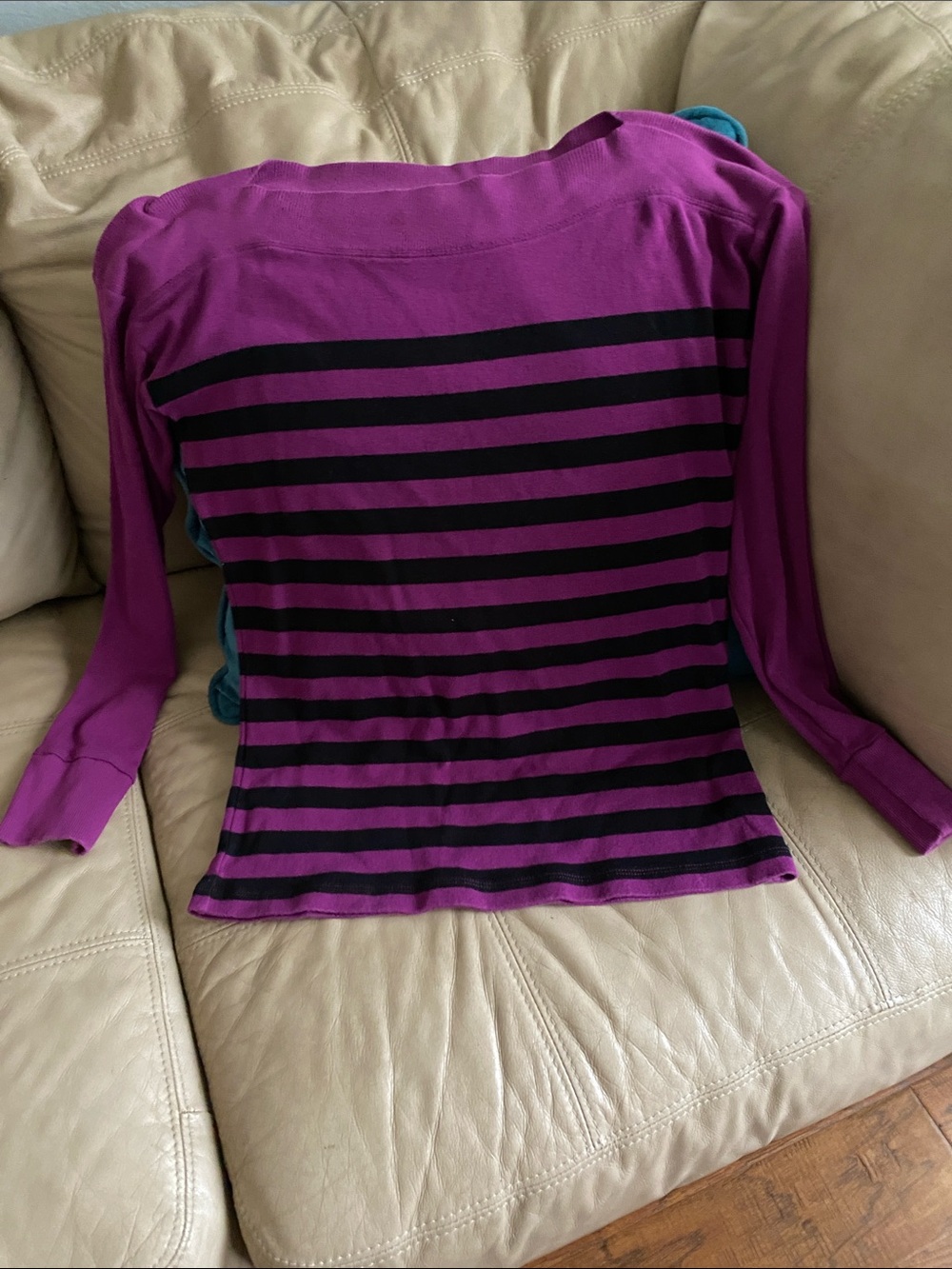 Ralph Lauren Purple and Black Striped Long-Sleeve Tee